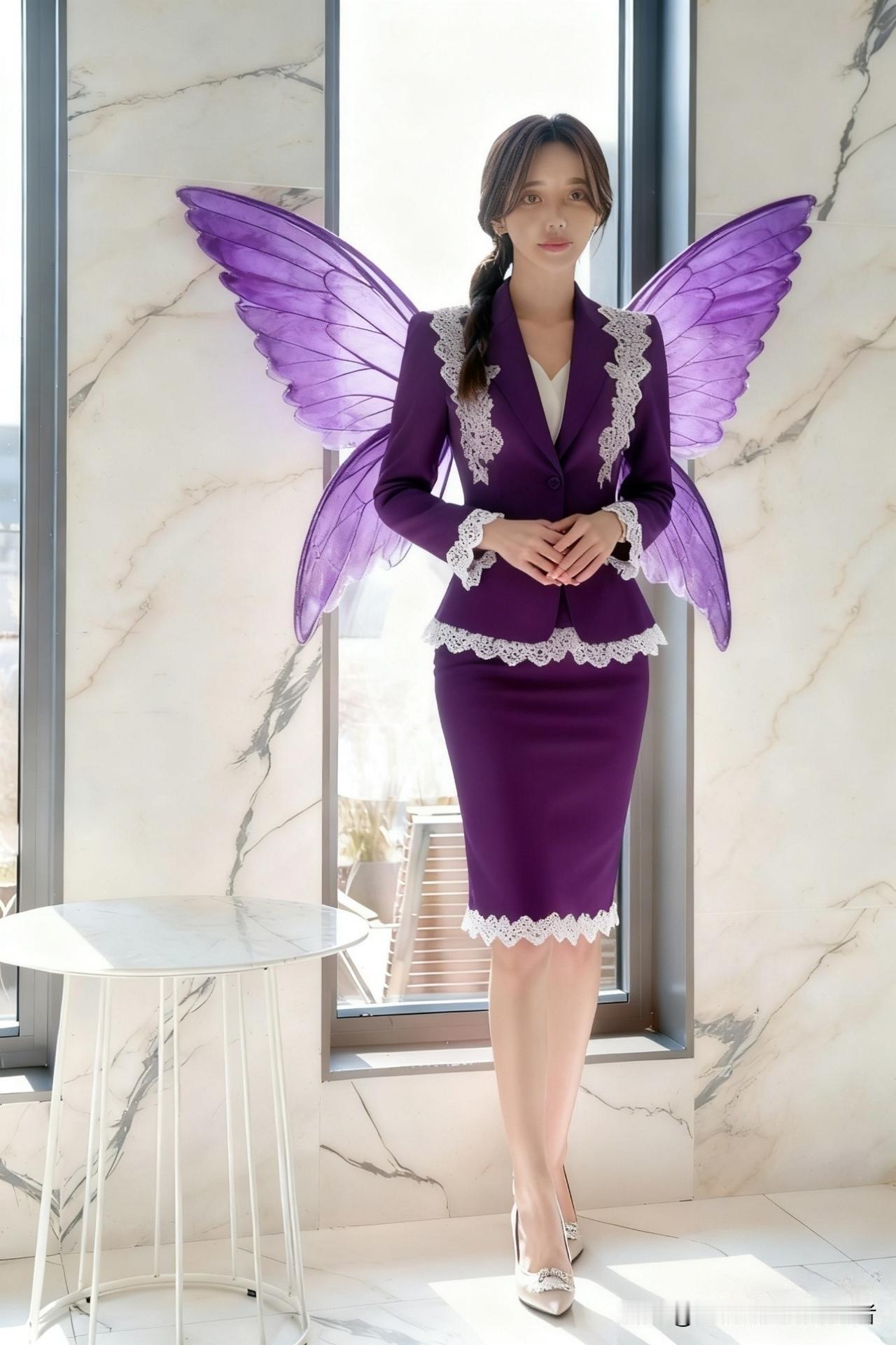 梦幻紫色公主裙，搭配童话般翅膀，秒变仙女！👗🦋