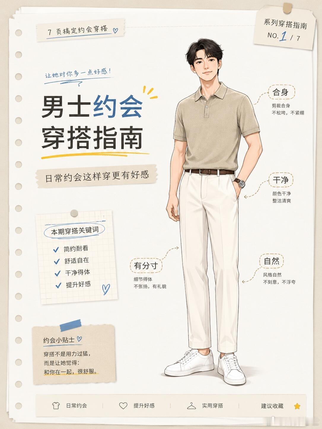 男士约会穿搭指南｜日常约会这样穿更有好感男生约会穿搭， 不用太潮，也不用太正式。