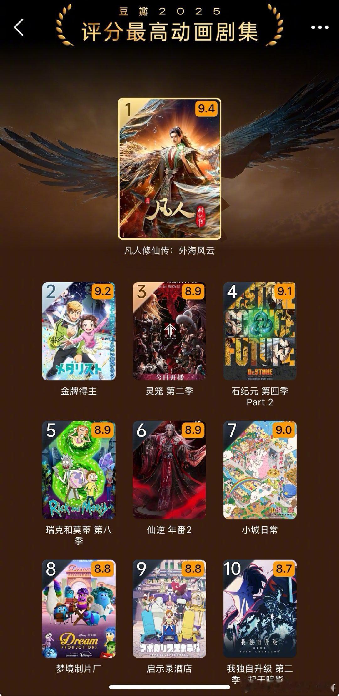 凡人修仙传动画居然评分这么高，还以为仙逆能进前三 