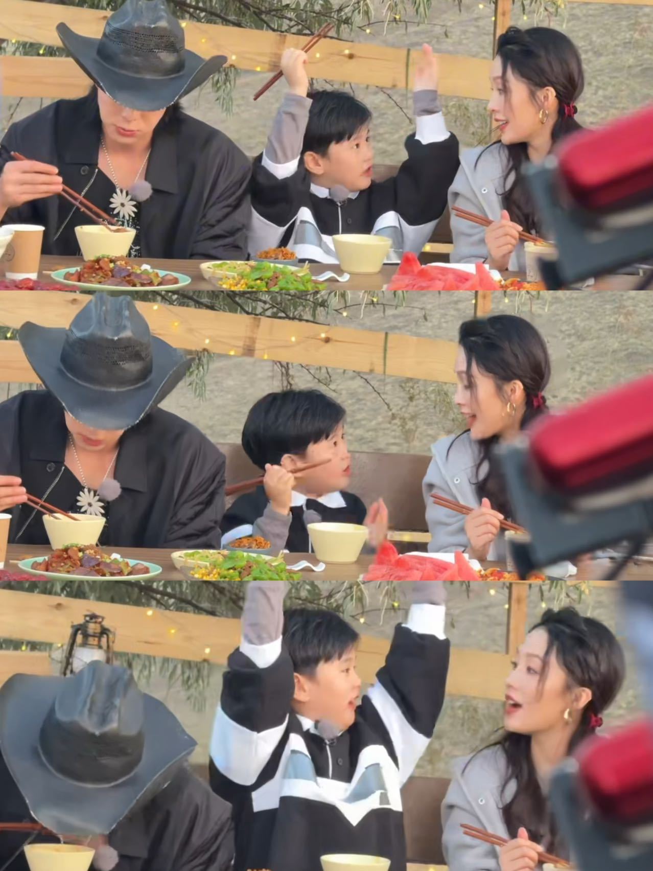 王鹤棣李沁马立奥吉祥三宝宝子们快看！《咸鱼飞升》里王鹤棣、李沁、马立奥同框吃饭，
