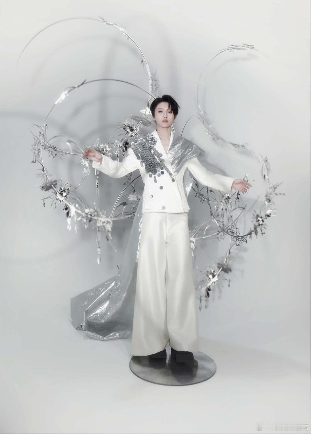 刘雨昕穿了好多圆  今晚的舞台，刘雨昕化身银色女神，圆元素在她身上绽放出无限魅力