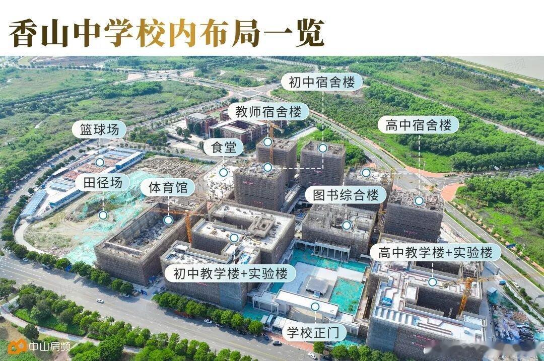 文化中山 同名香山中学，均为中山、珠海两市版图几乎最东侧的中学校园🌊    位