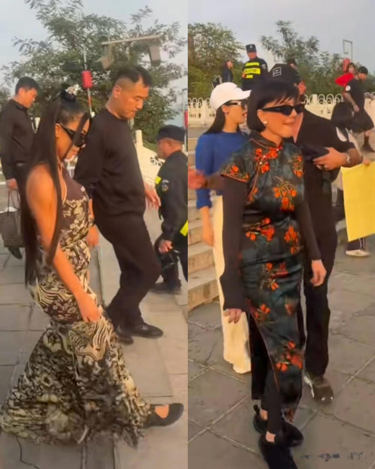 金·卡戴珊一家在北京‼️爬慕田峪长城👇

（图二：同行的还有田朴珺‼️）
