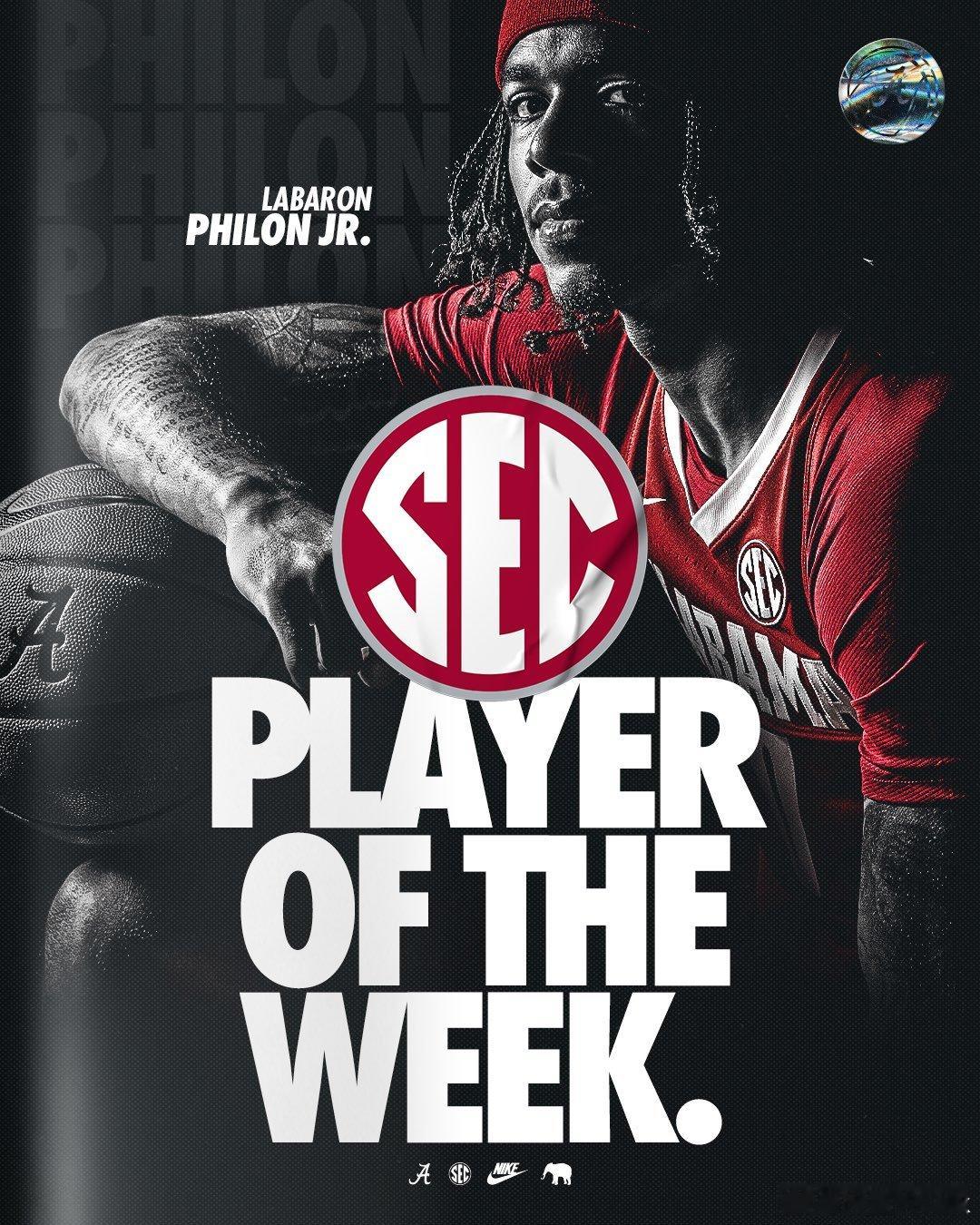 SEC联盟第5周表现奖（2025-2026赛季）。 最佳球员：Labaron P