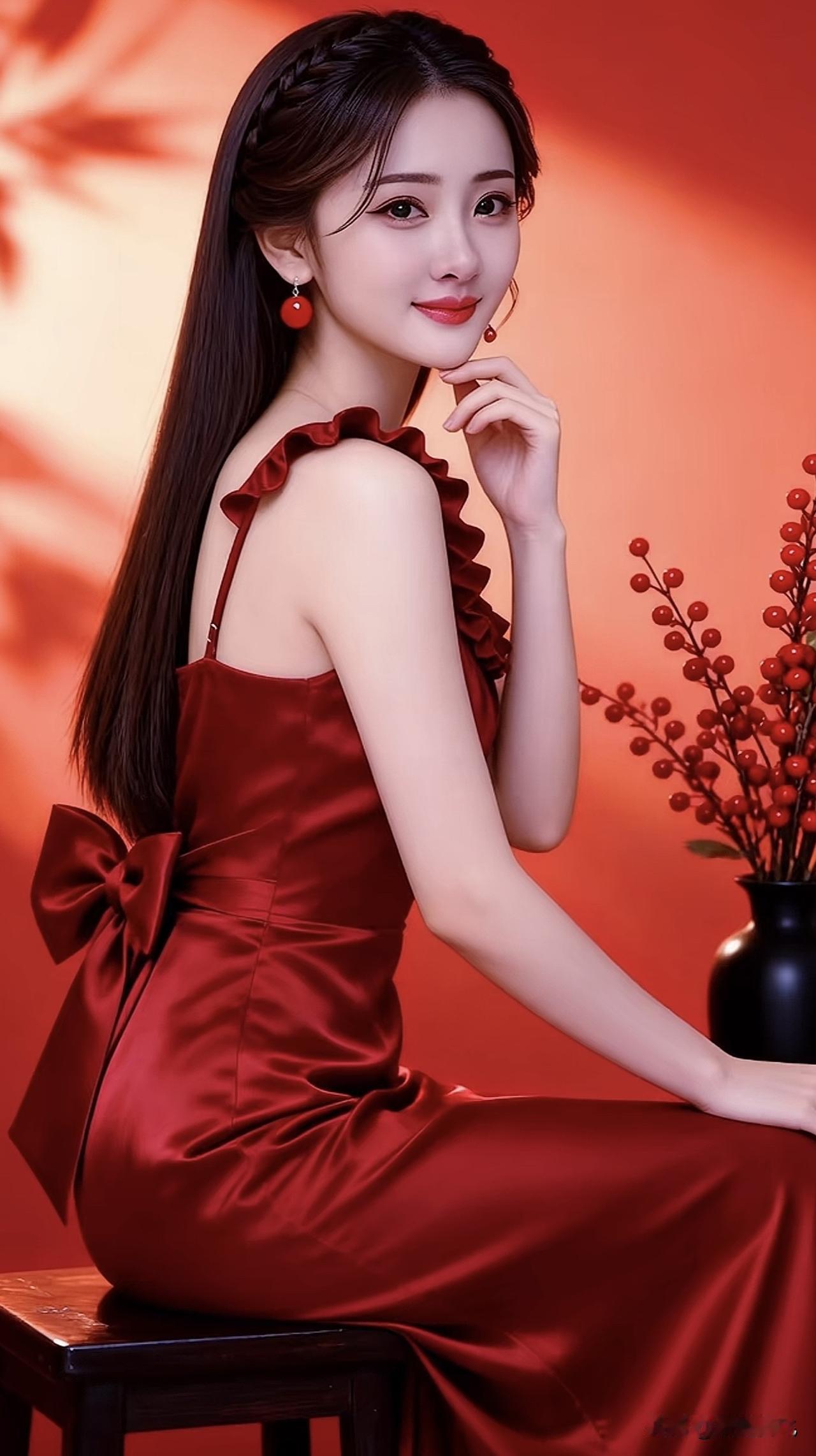 优雅红裙，复古风情，惊艳时光气质红裙女 气质红裙穿搭 温婉红裙 温婉红裙 魅力红
