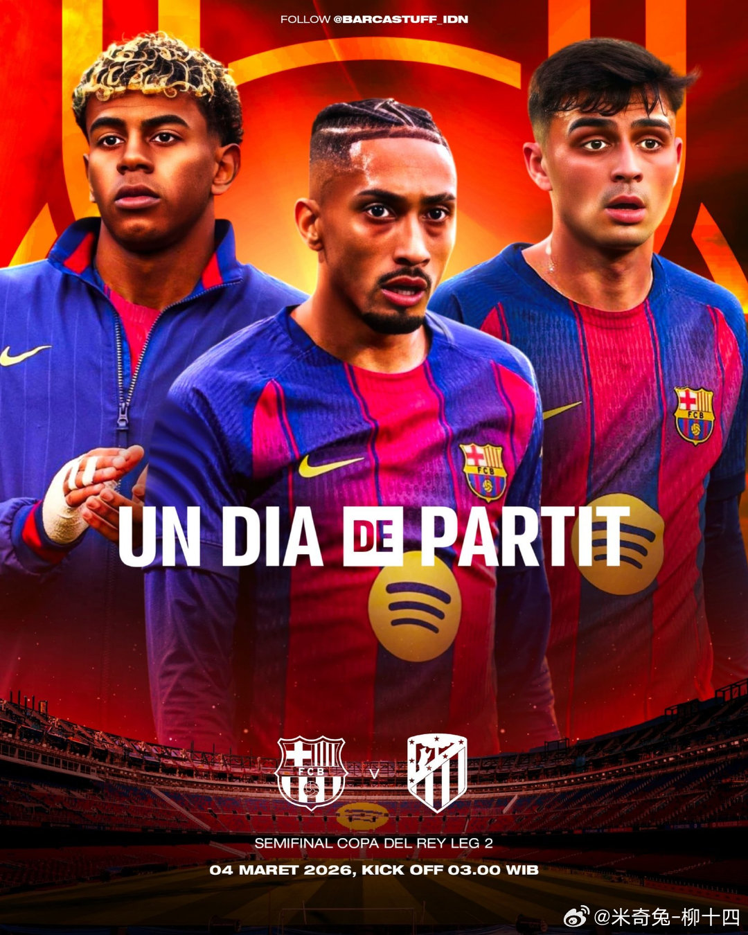 上一场客场0比4完败是因为巴萨面对游动性很强的格列兹曼和阿尔瓦雷斯，马竞相当于摆