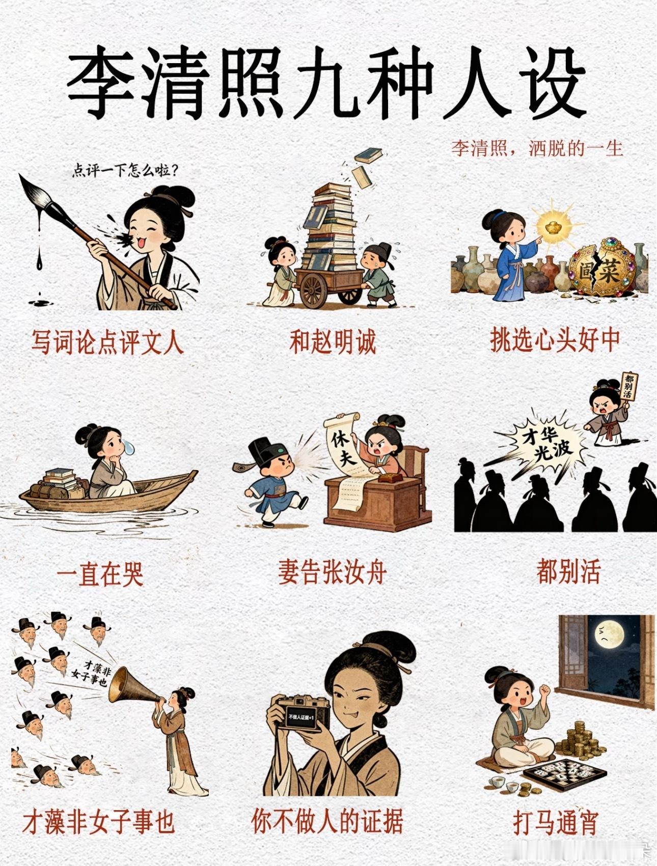 才知道李清照只是名字听着清冷，实际上性格完全不清冷。“常记溪亭日暮，沉醉不知归路