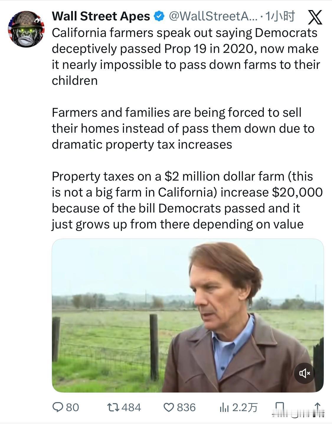 加州农民公开表示，民主党在2020年以欺骗手段通过了第19号提案，如今使得将农场