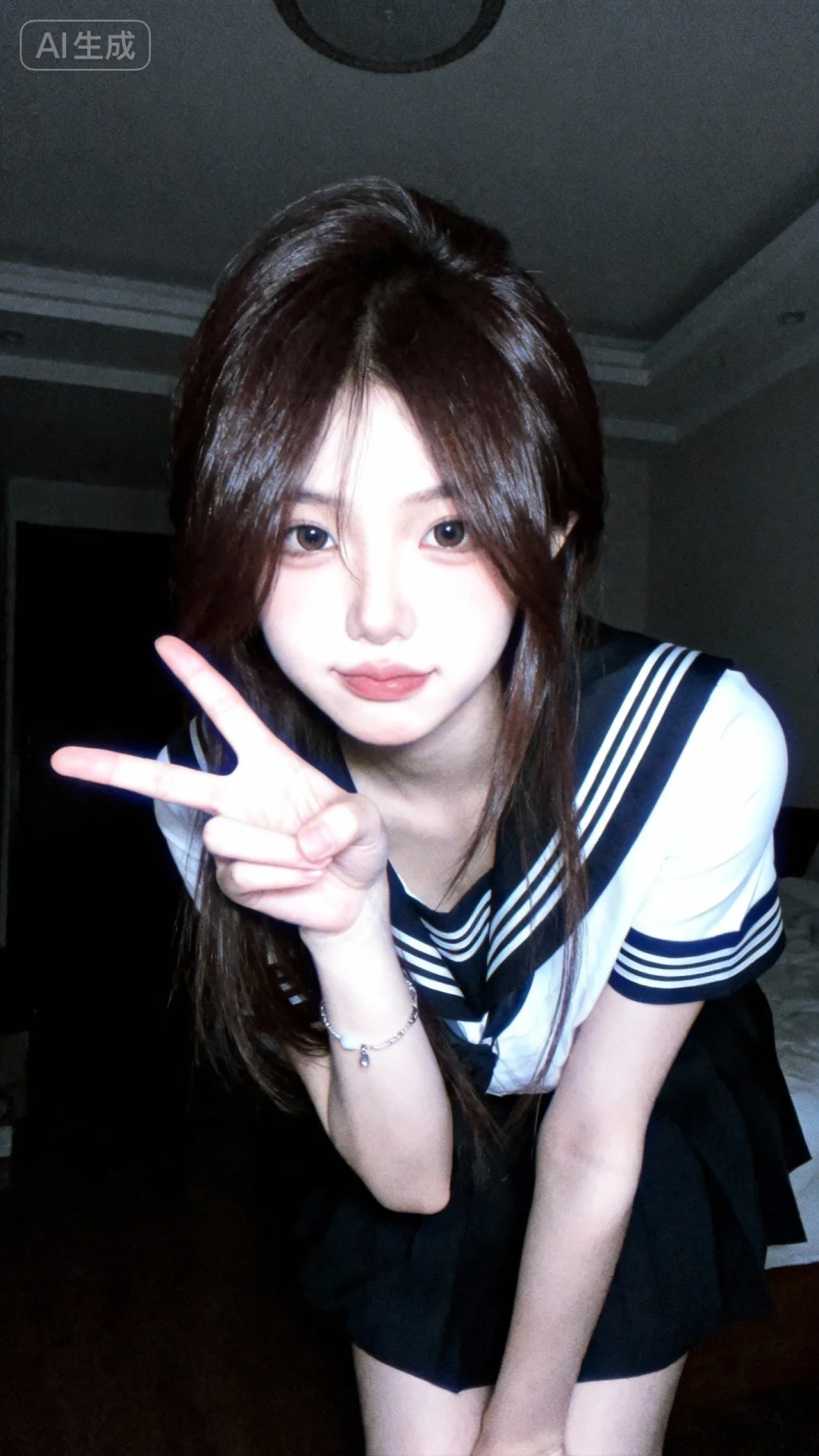 以墨明风格艺术美学呈现画面。画面中的离尘师妹模样极为骨感娇小可爱，有着幼态脸蛋