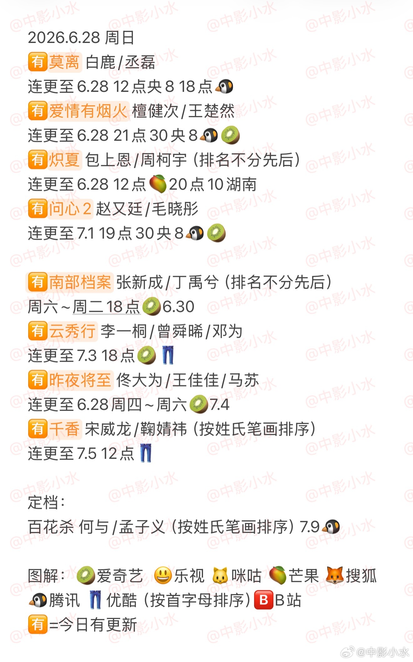 拯救剧荒  6月28日，今晚看点啥？？图1 追剧日历 图2 综艺日历  图3  