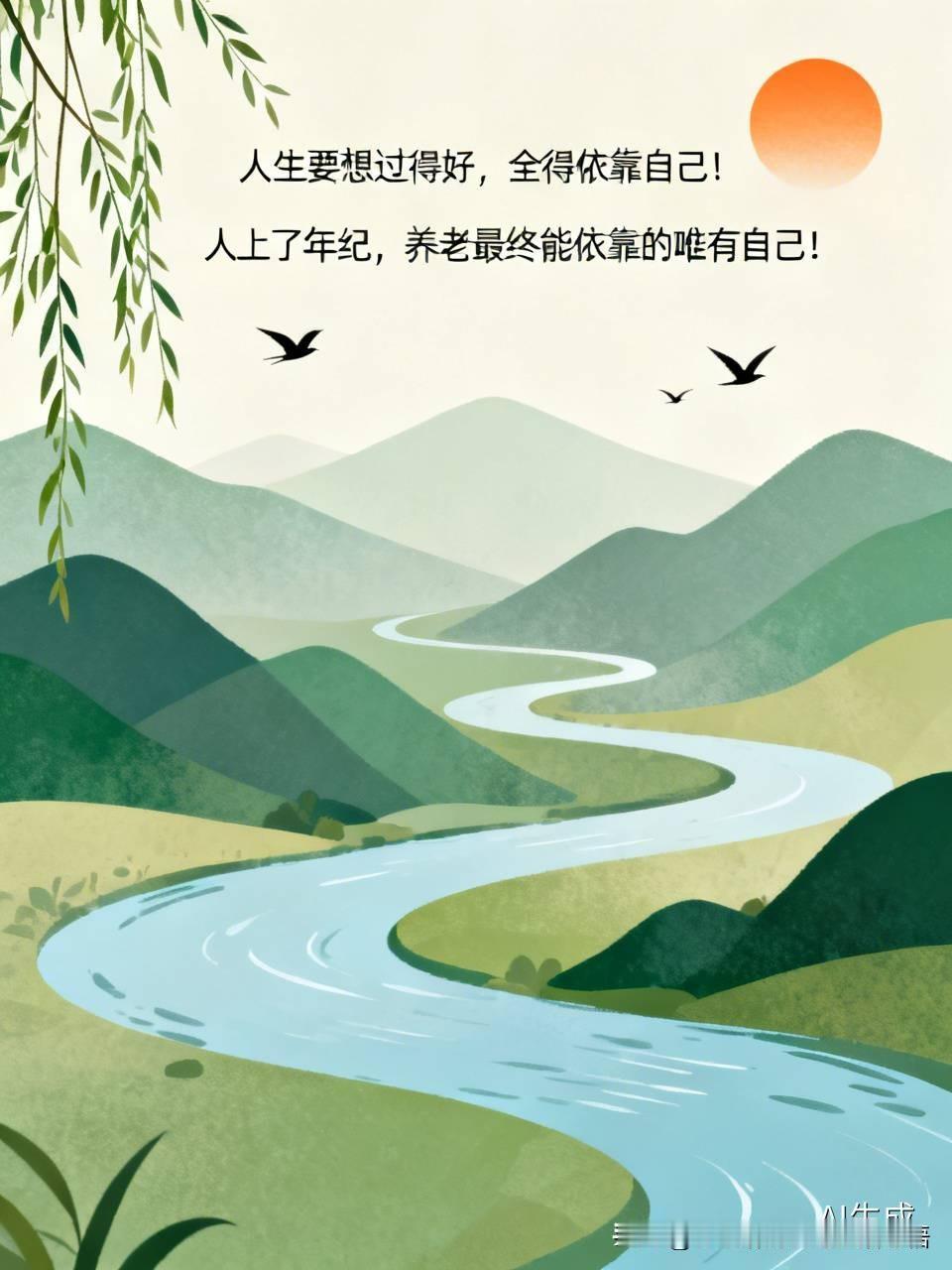 人生要想过得好，全得依靠自己！
人上了年纪，养老最终能依靠的唯有自己！
其实，人