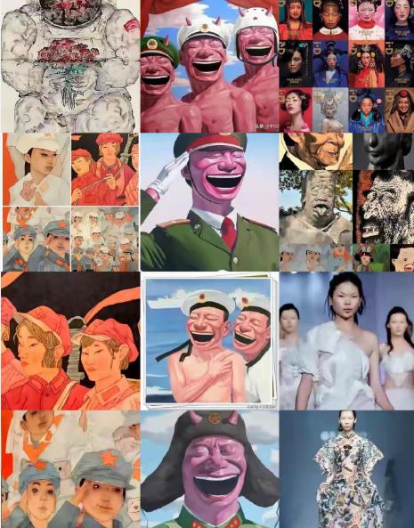 清华美院的审美真没有问题吗？
博士刘翔鹏在官方纪念大展上将红军战士画成“眯眯眼”