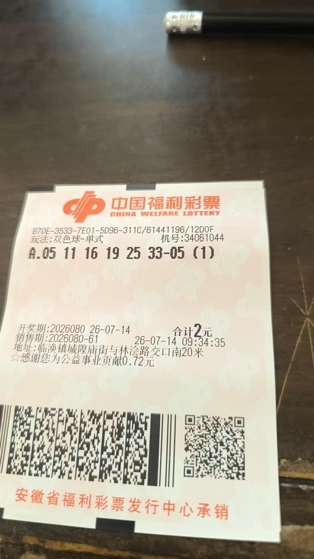 双色球26080期