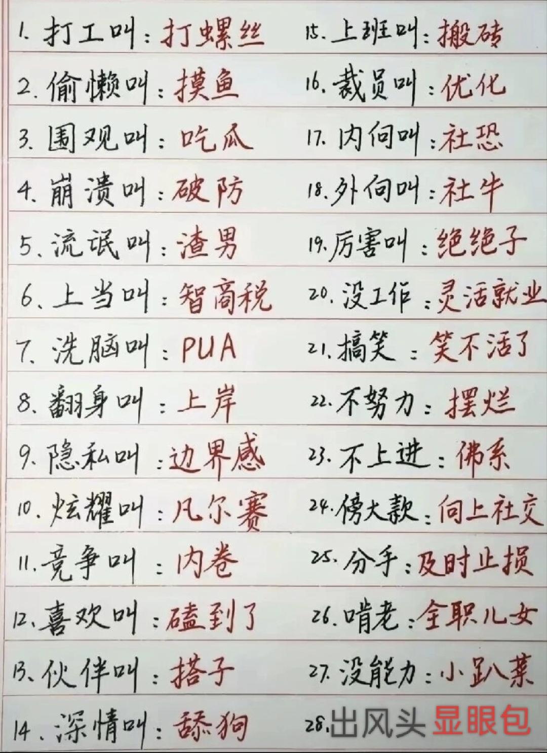 个网络新名词！你如果看不懂或者看不惯，那么你一定是老了！