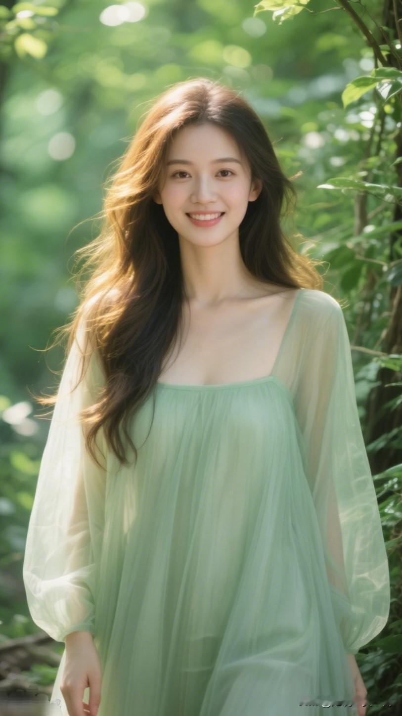 绿衣美人笑，春光满面来。照片记录你眼中的美 夏日清新绿裙照，自然光下绽放美丽！?