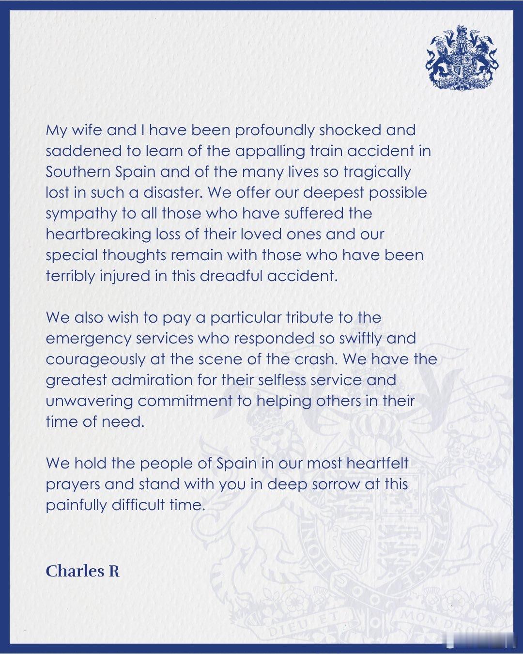 西班牙王室 🇪🇸英国王室 🇬🇧1月20日，查尔斯三世国王和卡米拉王后就西