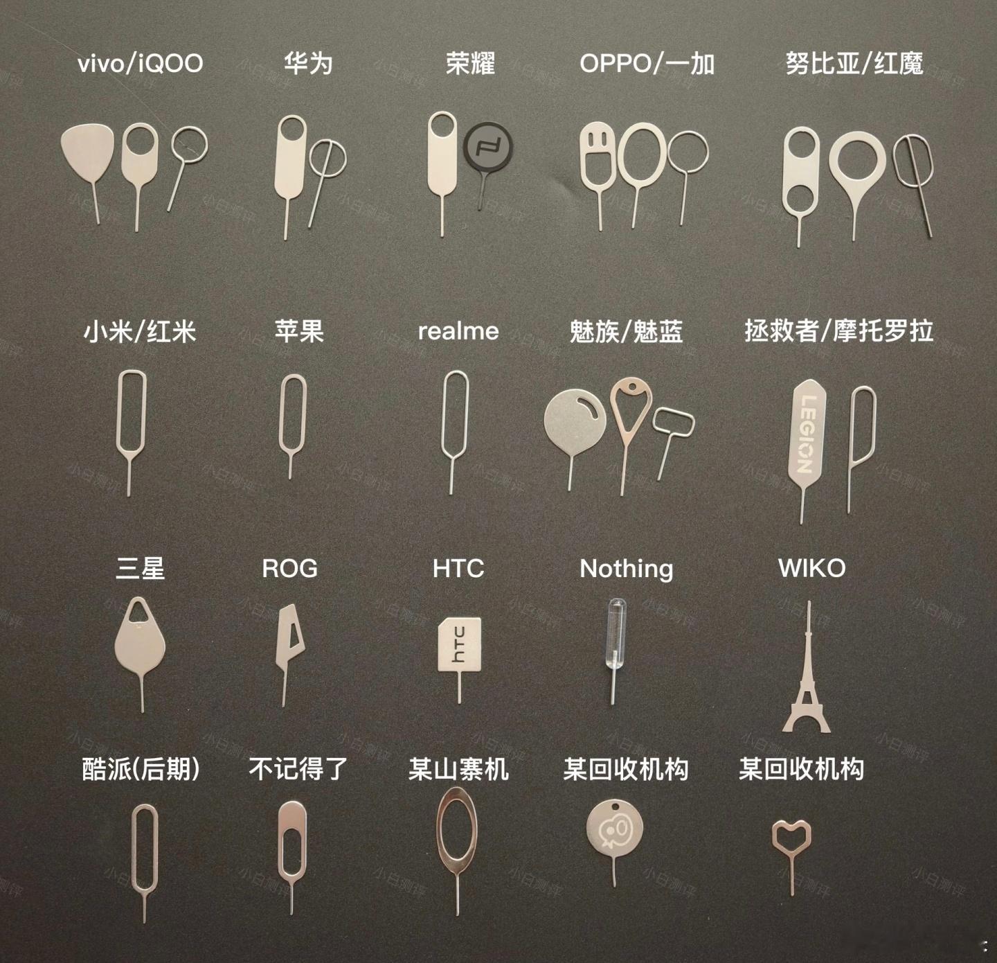 各品牌的手机卡针，哪家的好看？这些没什么用的东西，有必要设计得很复杂吗？ 