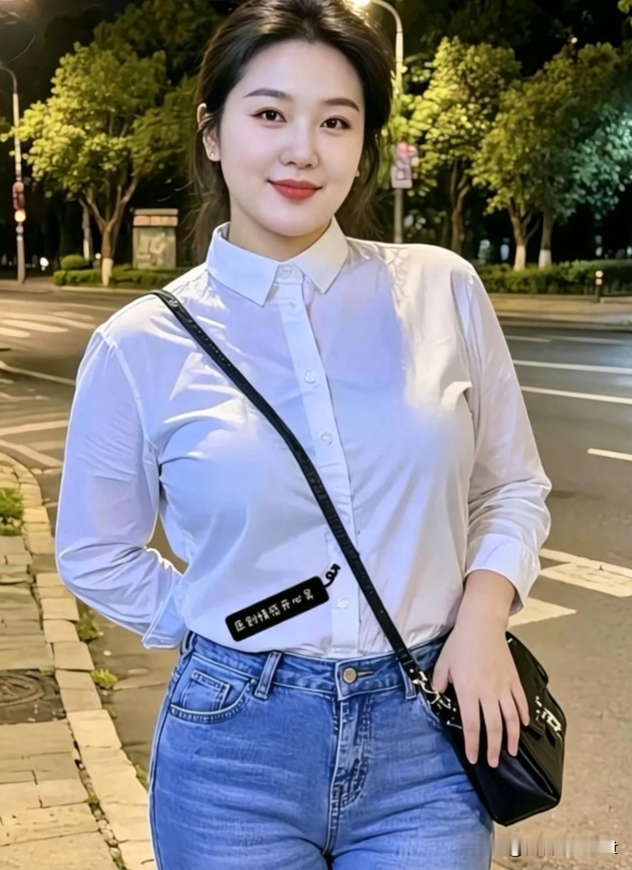 夜行长
 
华灯初上照行尘，素袂清裁映月轮。
一笑嫣然消暑气，双眉浅黛点天真。