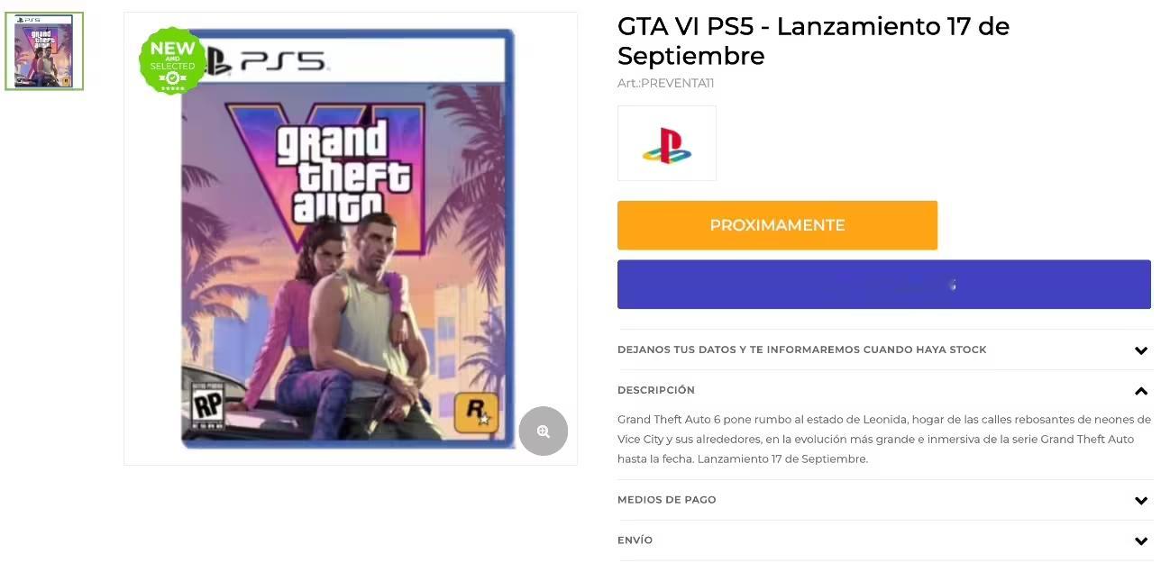 “给他爱6”真的要来了？某游戏商店显示《GTA6》将于 9 月 17 日在索尼 