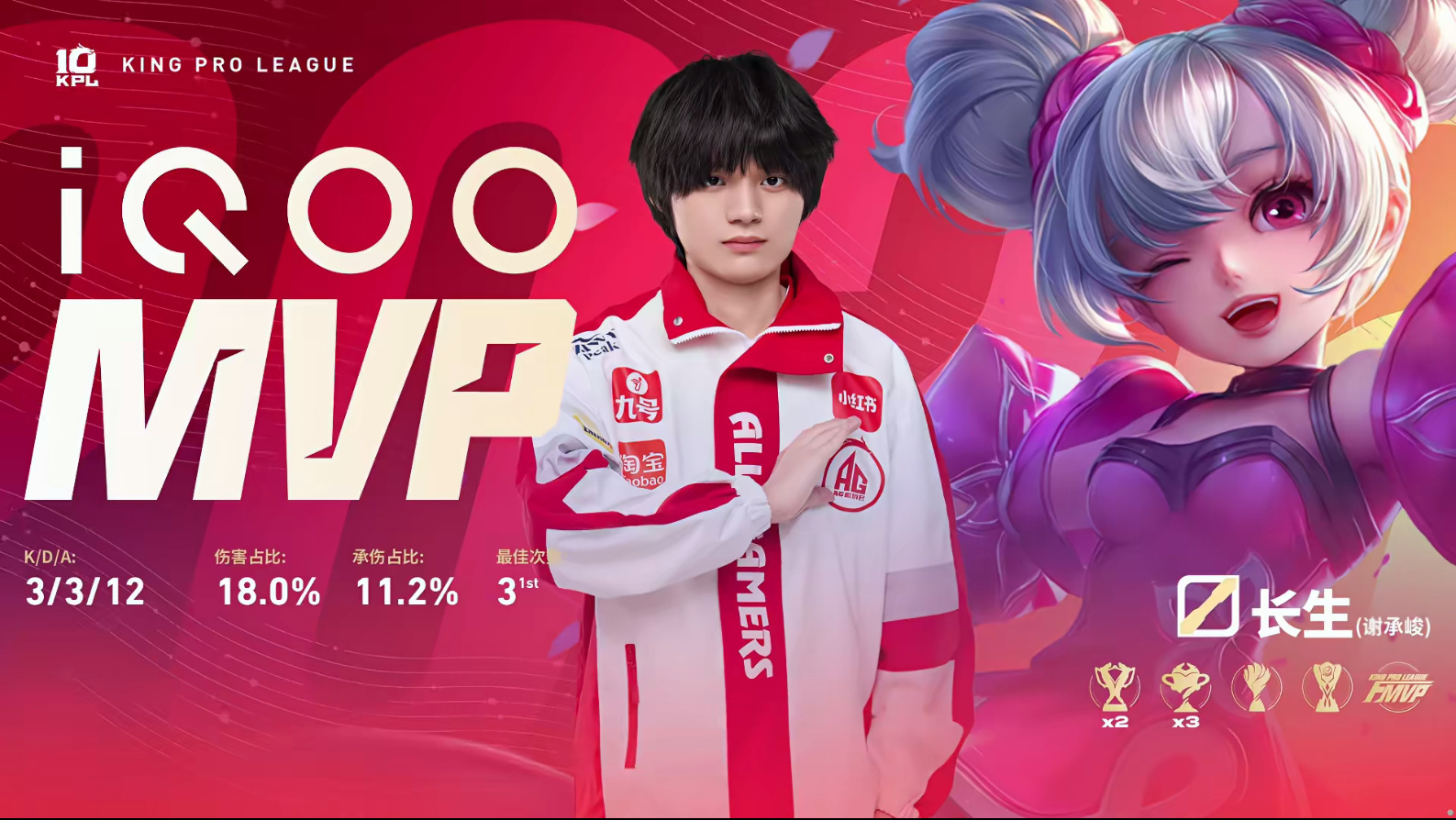 AG拿下二连胜AG战胜WST成都AG超玩会 3:1 WSTMVP：(谢承峻)小乔