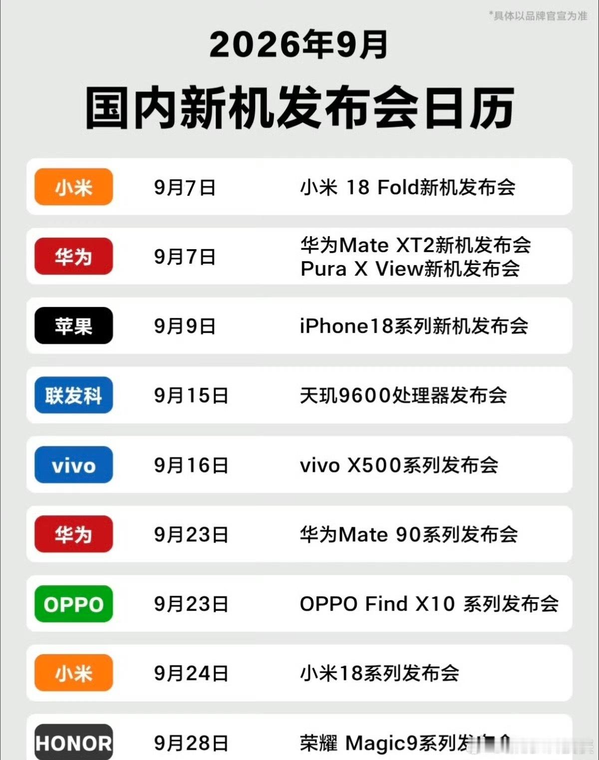苹果小米华为发布时间撞档几家大佬发布会凑在了一块，感觉折叠屏的战局一下子就拉开了
