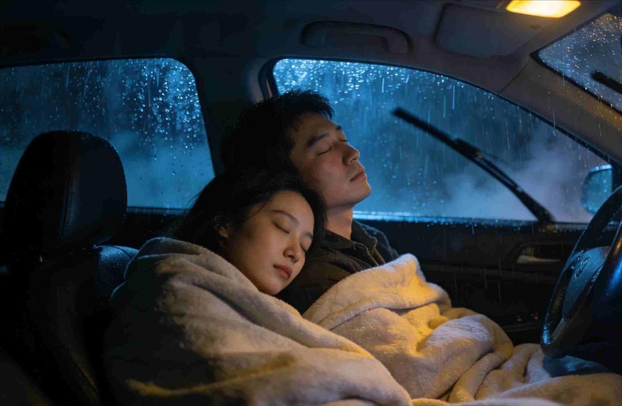 2023年秋天的一个周末晚上，陆梦瑶和胡洋开车去山里露营，天气预报没说会有暴雨，