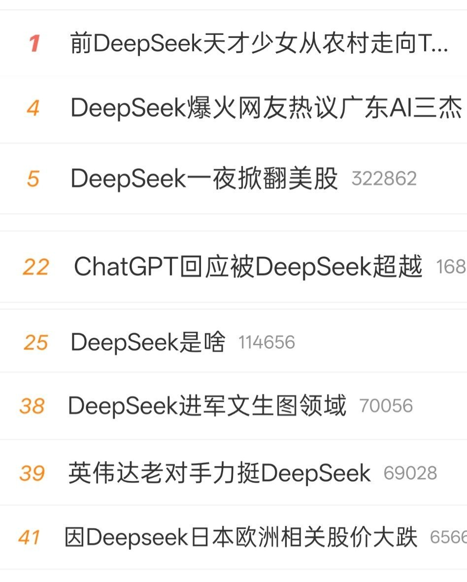 DeepSeek一夜掀翻美股 属实太火了，这几天全是DeepSeek的各种内容。