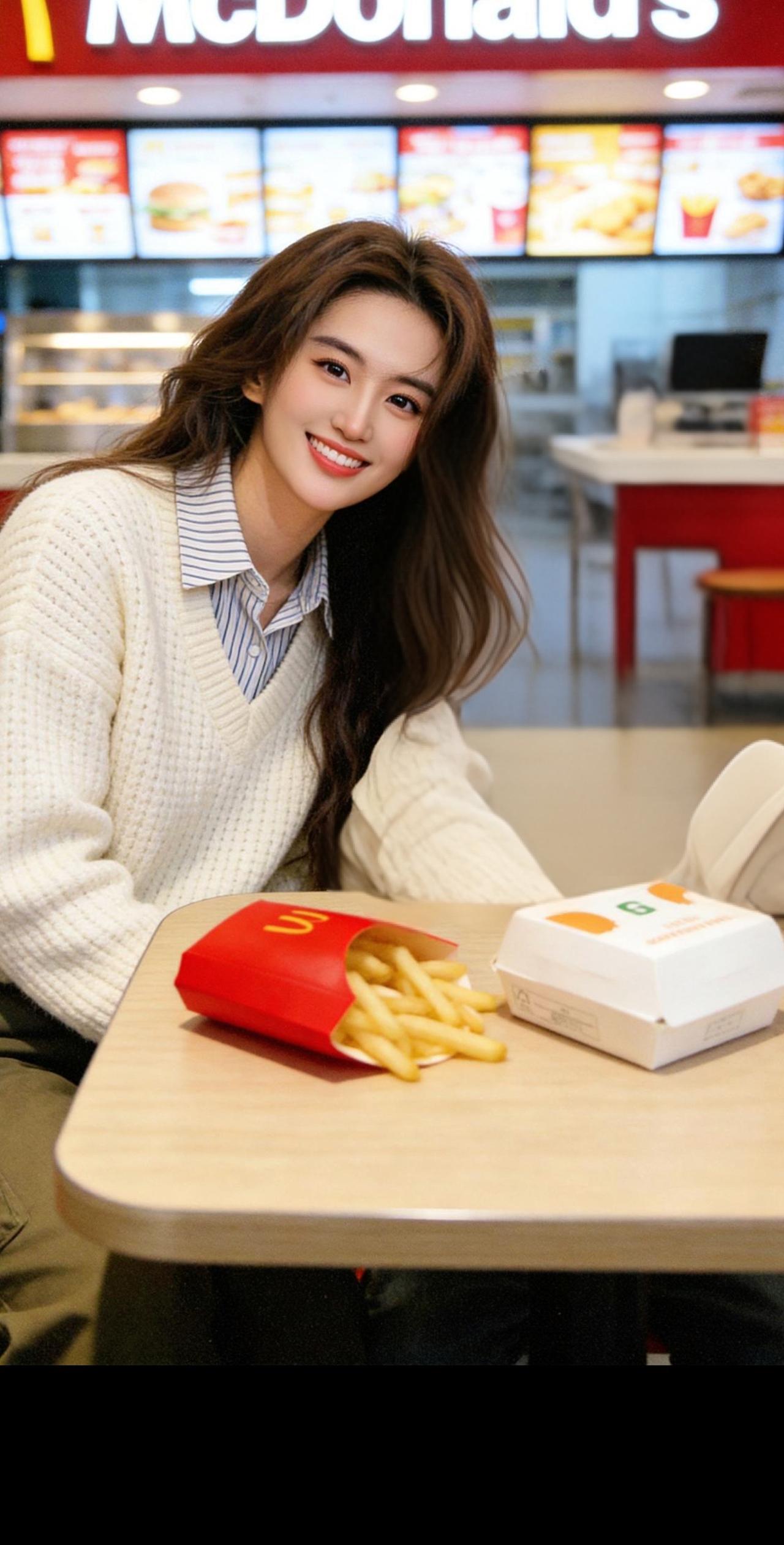 麦当劳 鸡翅好吃，十翅加可乐活动价来了麦当劳美女 抖音ai创作 麦当劳女孩