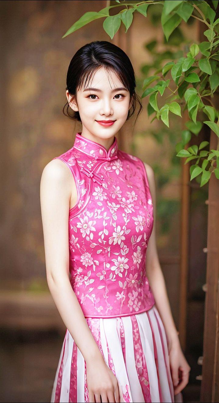 AI扩图 AI艳粉微笑