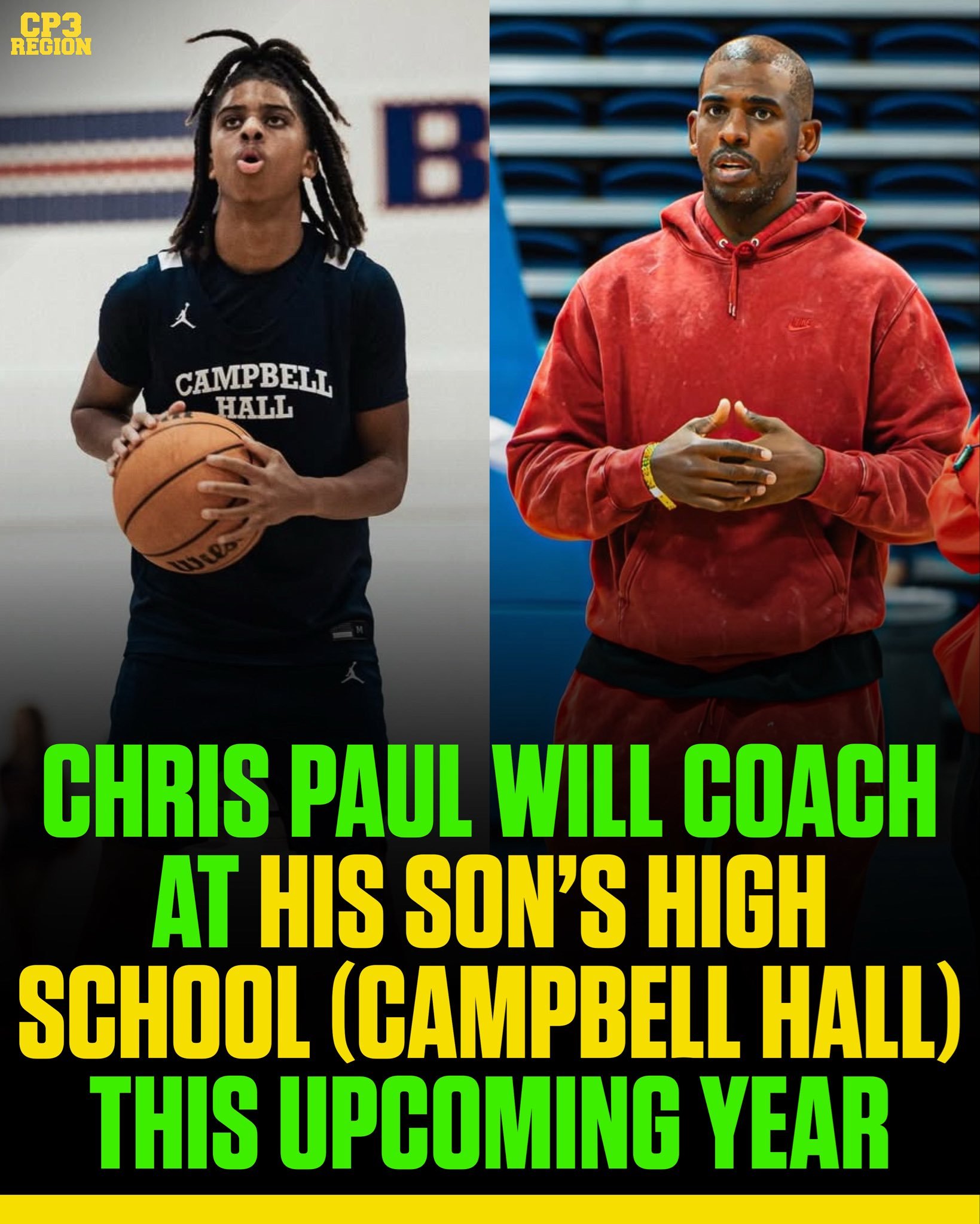 坎贝尔霍尔高中主教练布兰登·克利福德谈克里斯·保罗加入教练组：“不得不说，这波引