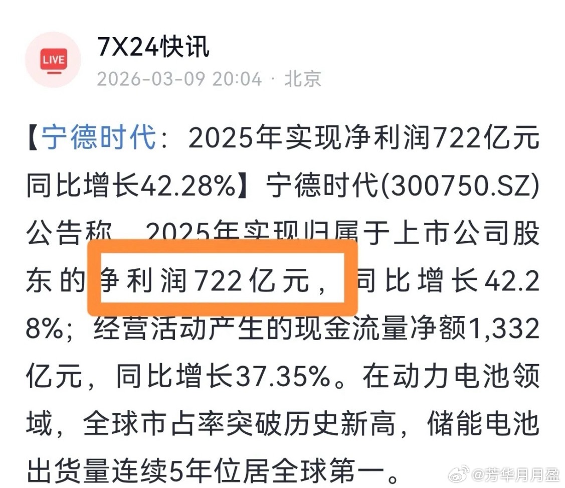 宁德时代年报杀疯了！2025年报爆了：净利722亿！可上游天齐锂业、赣锋锂业还在