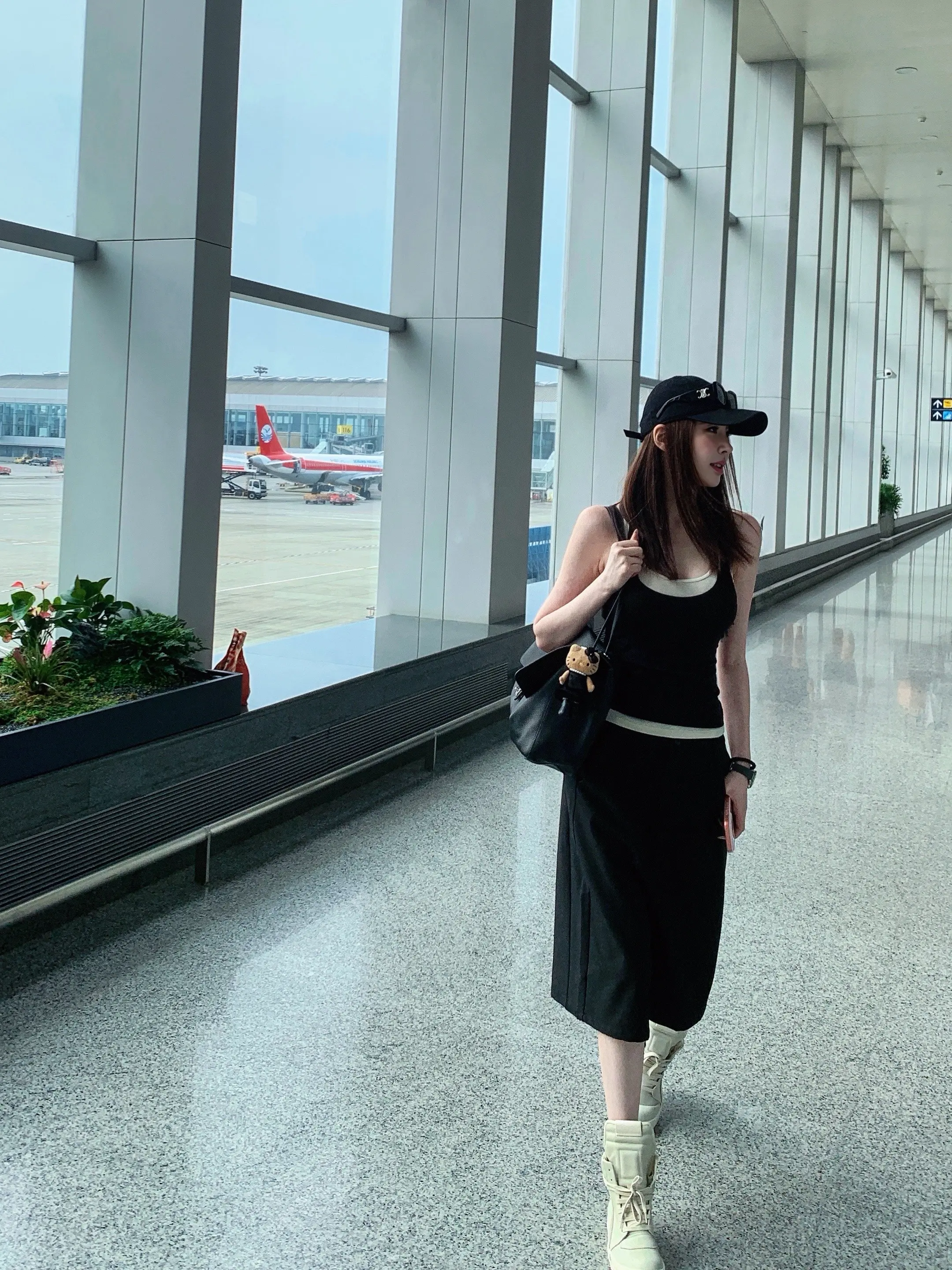 175女生穿搭 机场穿搭 高个子穿搭 机场ootd