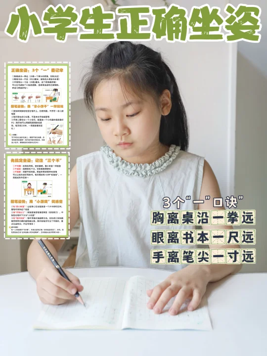 📚娃写字总歪头驼背？这套姿势赶紧码住！