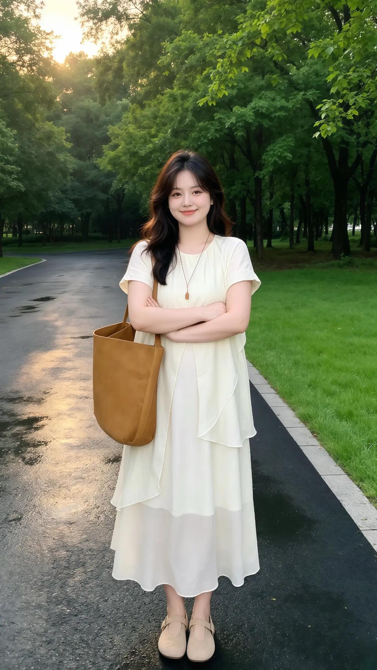 户外长裙穿搭 初夏穿搭 夏日白色连衣裙 慵懒自然风穿搭 日常穿搭自由