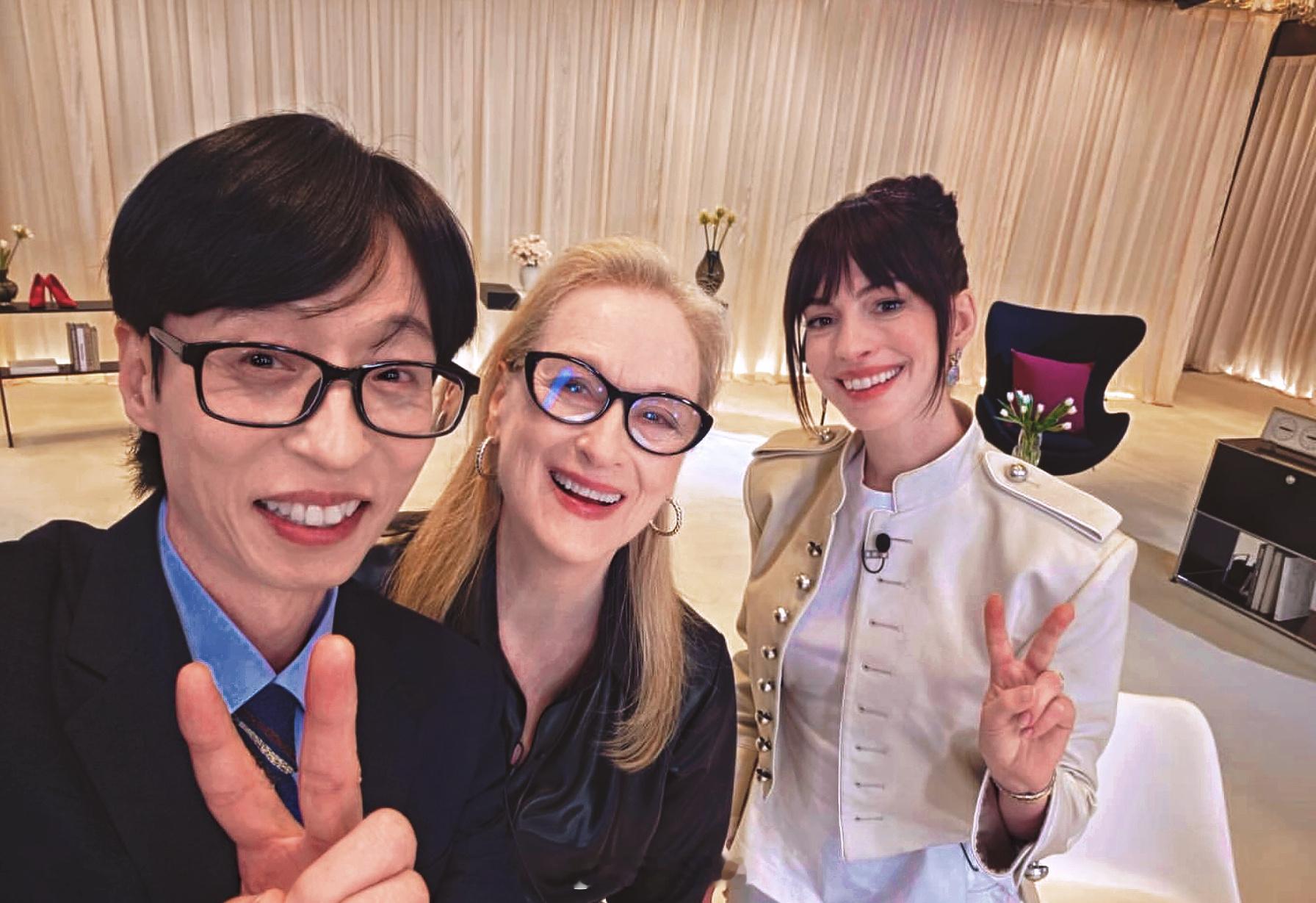 电影穿普拉达的女王2 破次元壁了，三张可爱的灿烂大嘴😃☀️——“蚂蚱哥”刘在石