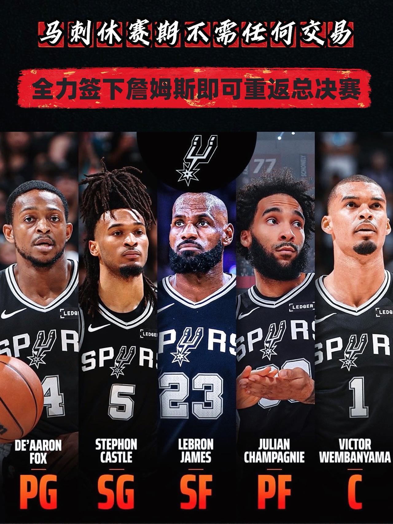 不用大交易！马刺签下老詹即可重返总决赛！
今年总决赛马刺之所以输给尼克斯，无非两