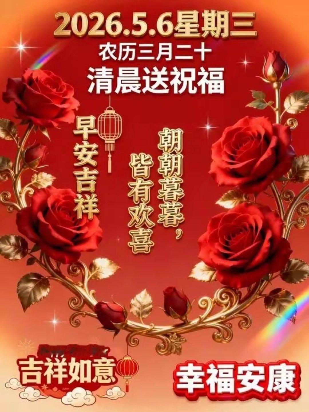今天是5月6日星期三，朋友们早上好。立夏已过，假期已结束。风暖花香，万物向阳。初