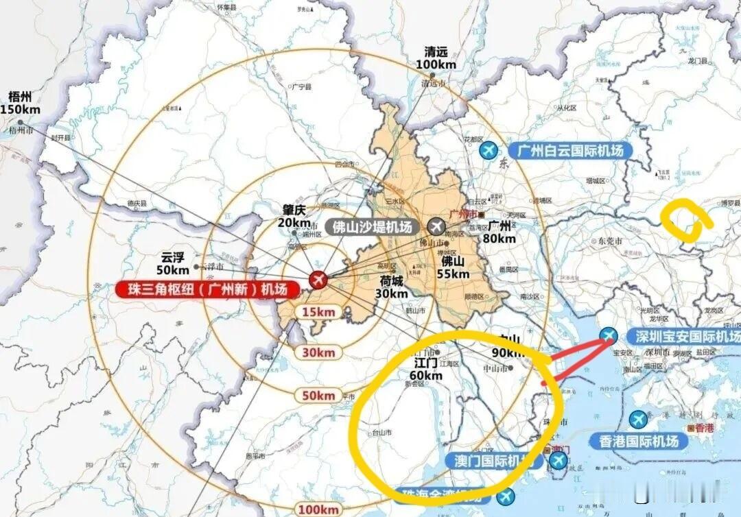 这样子来看广州第二机场，是不是格局就很明显了？谁还会说这个选址差？
选在这个位置