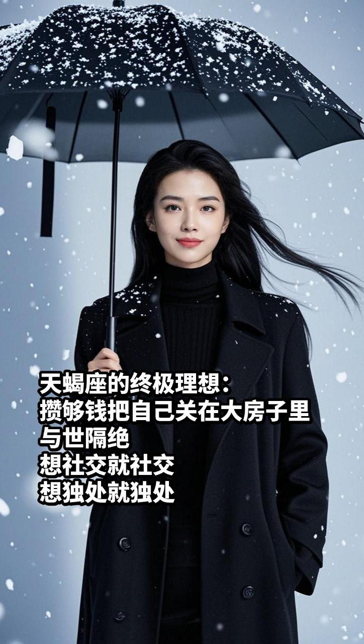 天蝎座的终极理想：攒够钱把自己关大房子里。