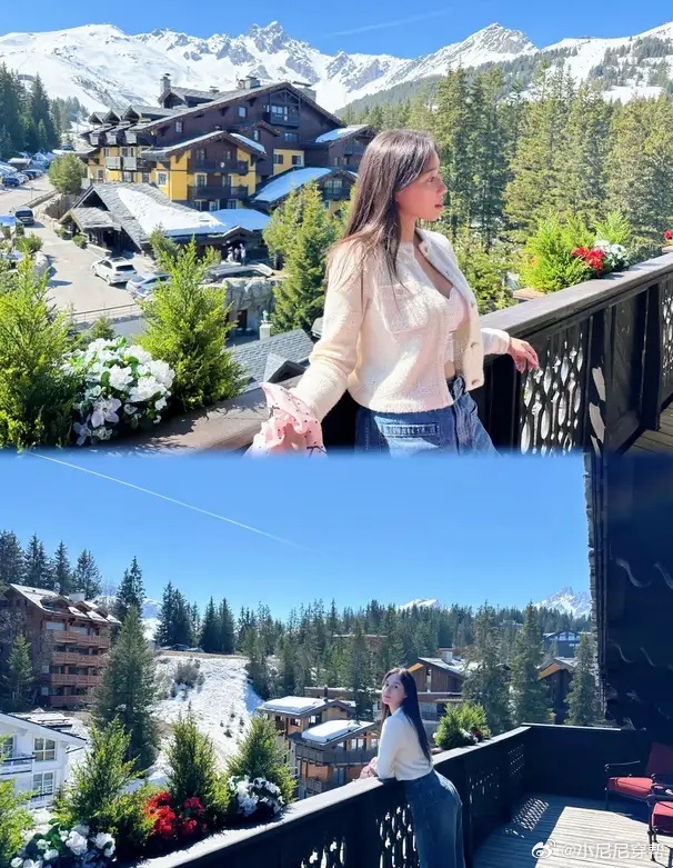 赌王小女儿何超欣晒出她外出游玩滑雪的照片！ 