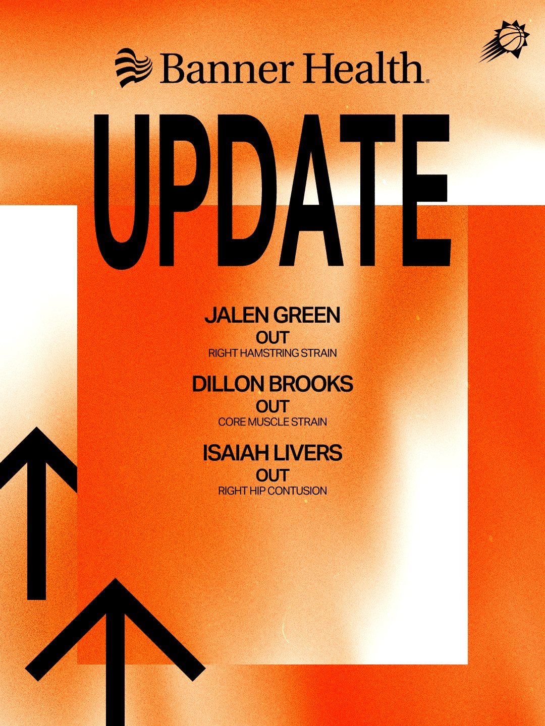 【今日伤病报告】杰伦·格林（右腿腿筋拉伤）——缺阵狄龙·布鲁克斯（核心肌肉拉伤）