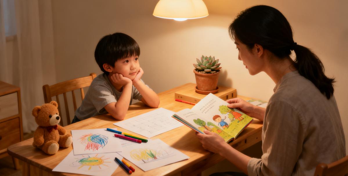 陪娃写作业，又气又好笑
晚上陪娃写算术
他盯着题皱眉头
“3 加 5 等于几”