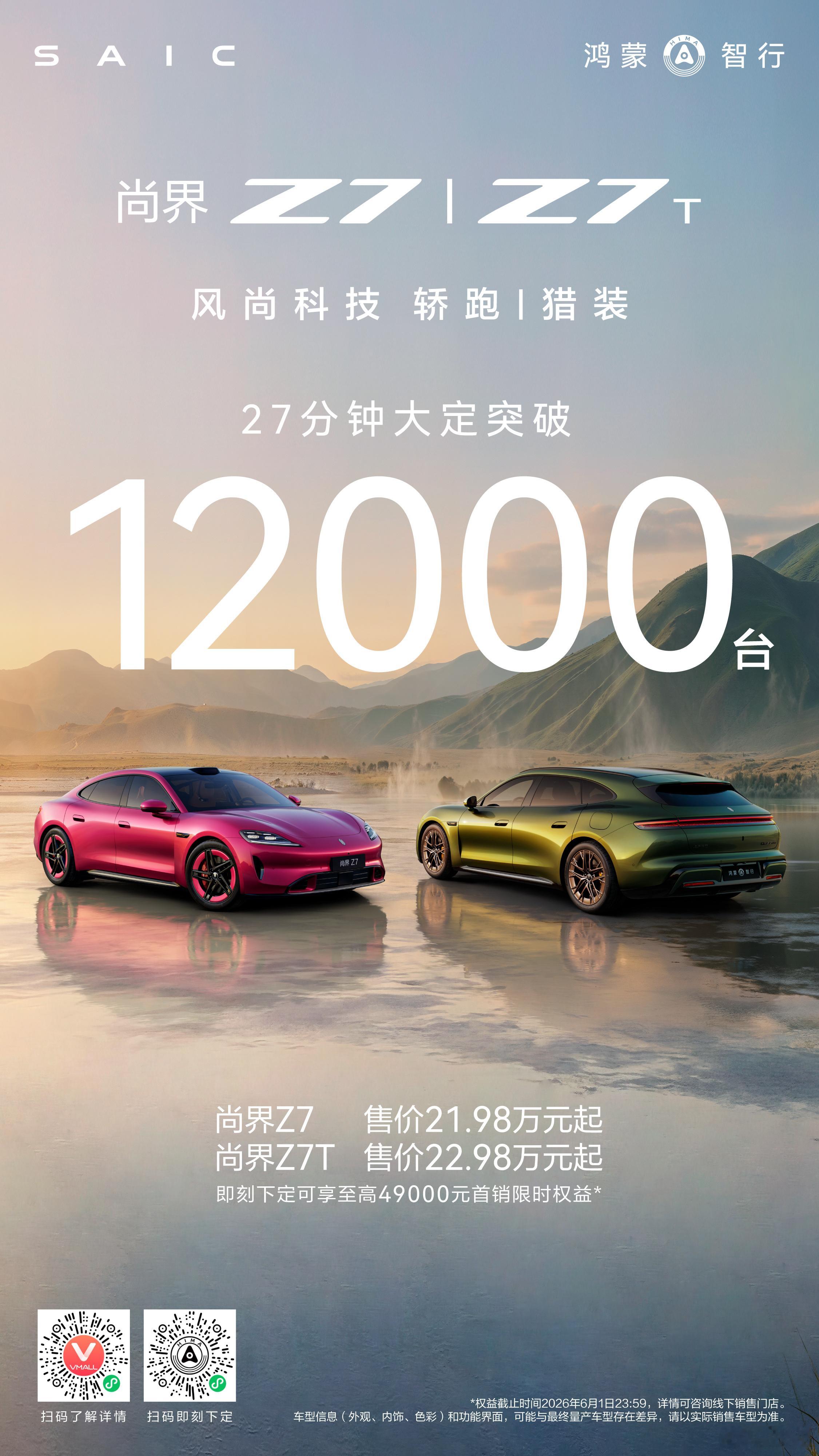 尚界Z7、尚界Z7T 27分钟大定量突破12000台！ 尚界Z7