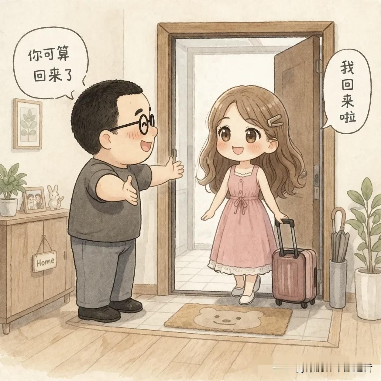 趣味漫画：老婆出差三天回来，一进门就抱住我：“老公，想我了吗？”我激动地说：“想
