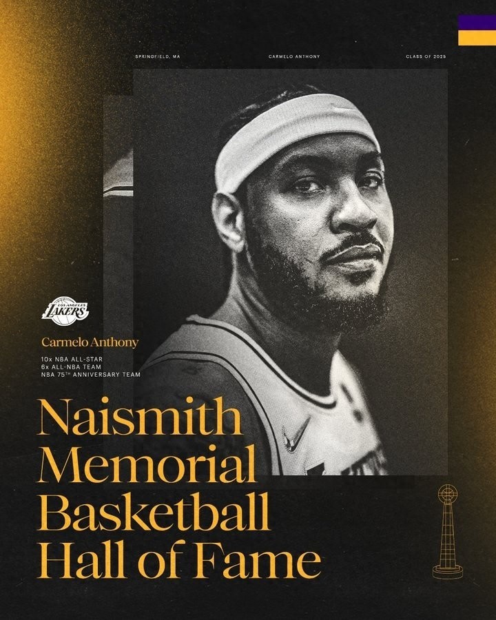 【🏆生涯巅峰时刻！湖人官方推特倾情庆祝，安东尼入选篮球名人堂🏀】在生涯的最后