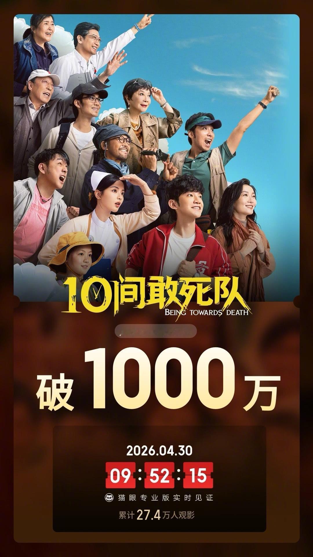 10间敢死队预售票房破1000万据猫眼专业版数据，电影《10间敢死队》 映前1天
