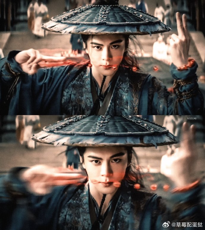 曾舜晞月鳞绮纪出场镜头斗笠遮面，身姿利落，曾舜晞一登场就把江湖侠气演透了，打戏干