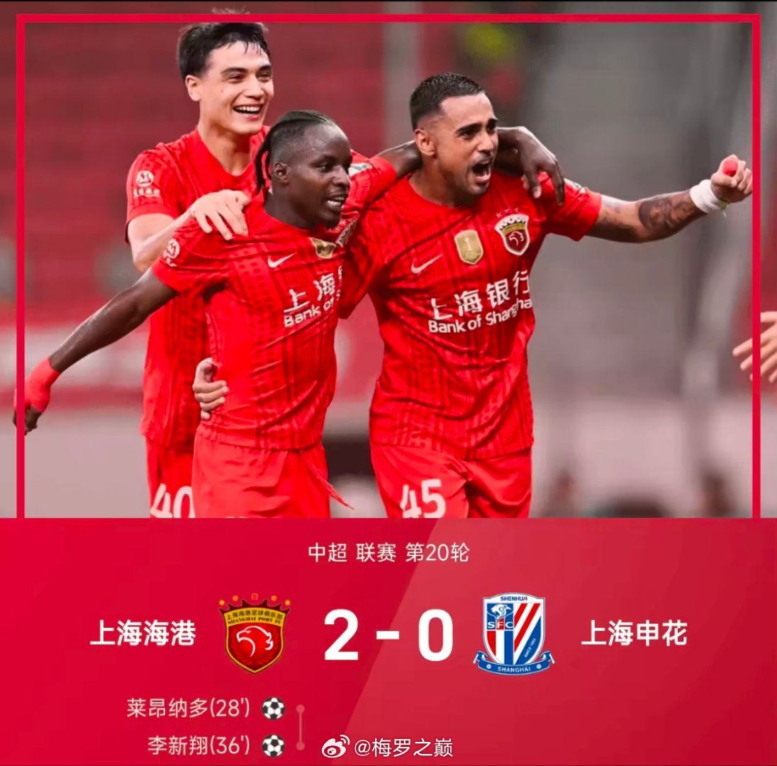 26赛季中超联赛第20轮，上海海港2-0战胜上海申花。上半场，莱昂纳多为海港打破