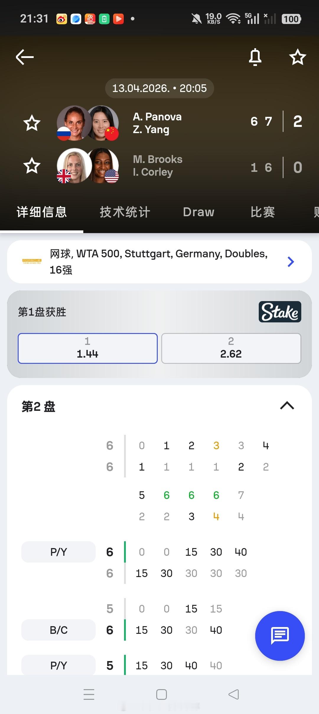 小花小草资讯【斯图加特WTA 500】女双第一轮杨钊煊🇨🇳/🇷🇺帕诺娃6