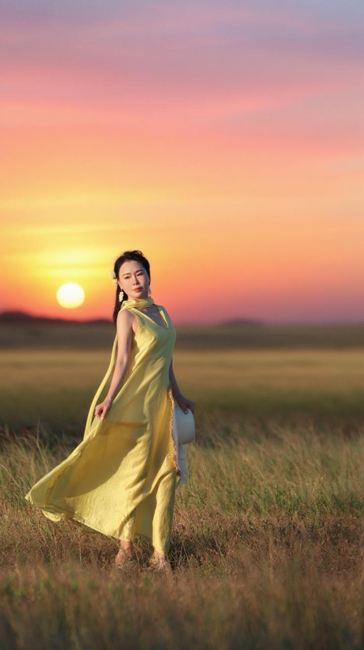 落日晚霞 橘色系 摄影约拍 人像写真